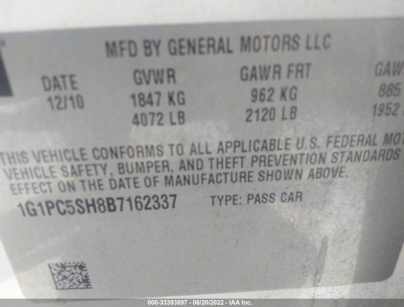 1G1PC5SH8B7162337