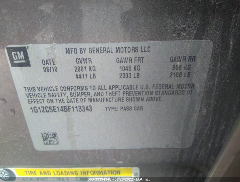 1G1ZC5E14BF113343
