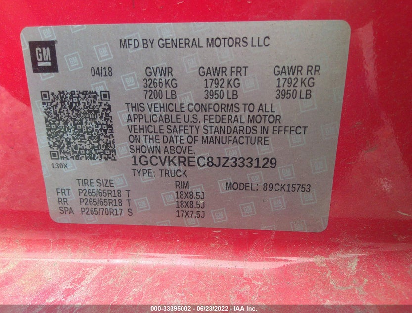 1GCVKREC8JZ333129