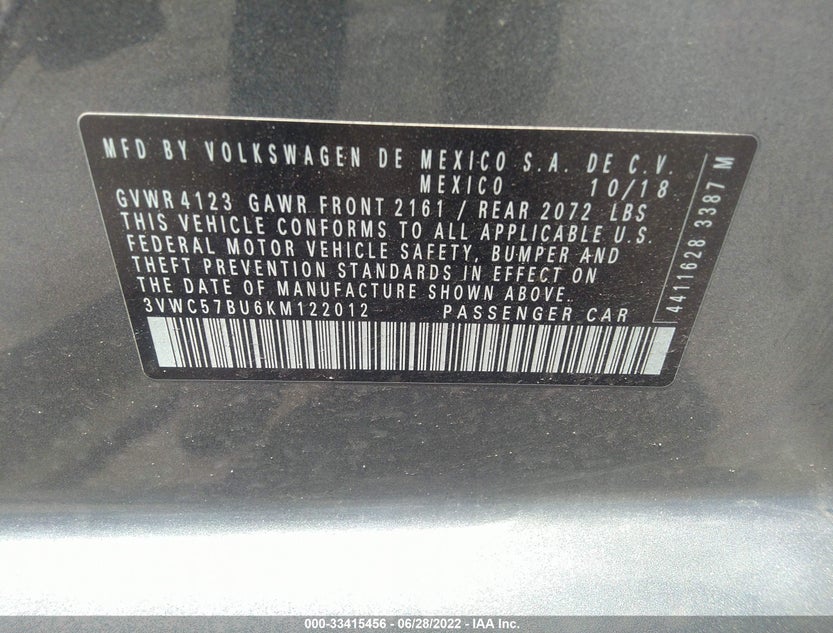 3VWC57BU6KM122012