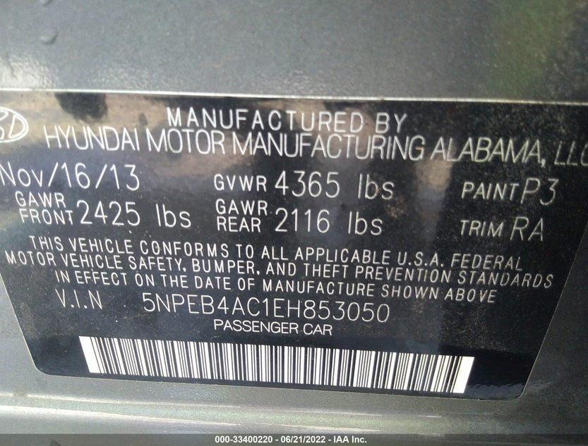 5NPEB4AC1EH853050