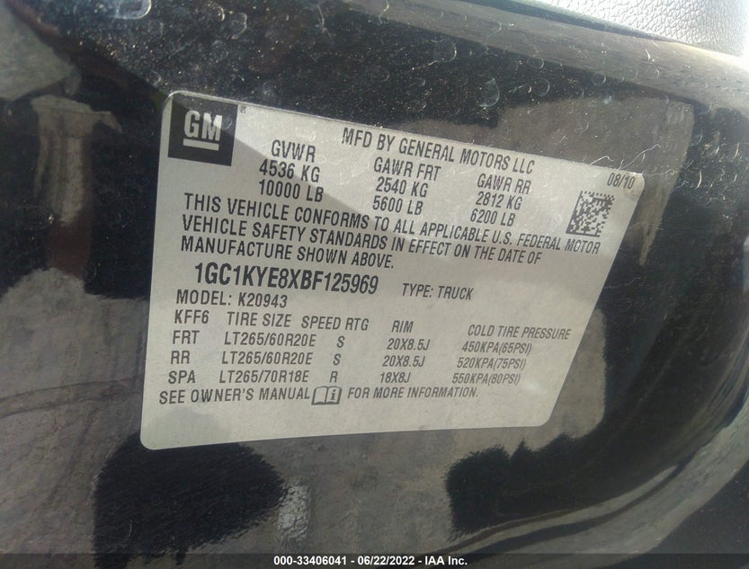 1GC1KYE8XBF125969