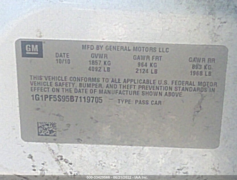 1G1PF5S95B7119705