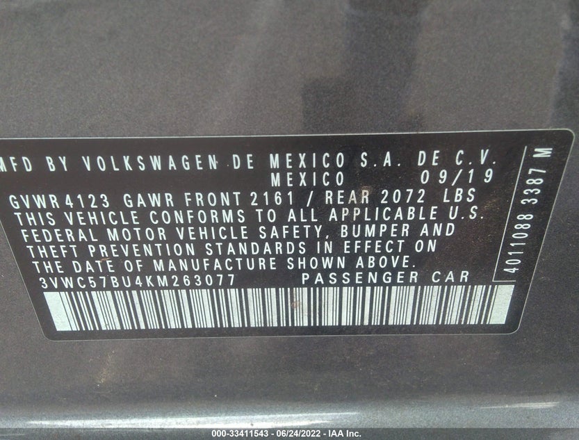 3VWC57BU4KM263077