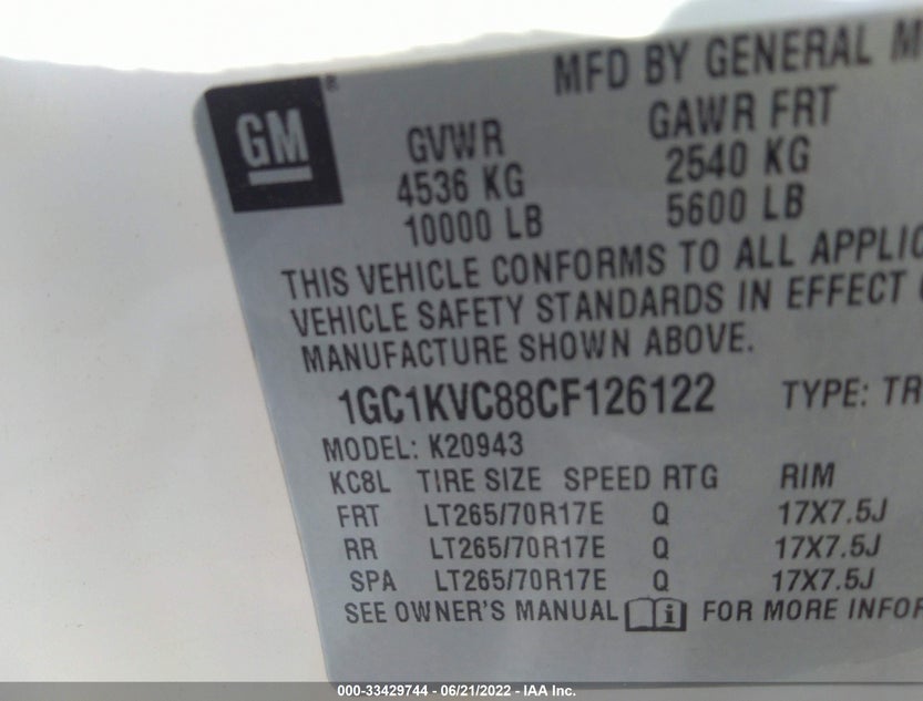 1GC1KVC88CF126122