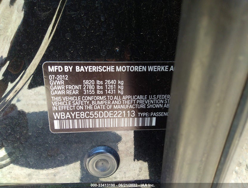 WBAYE8C55DDE22113