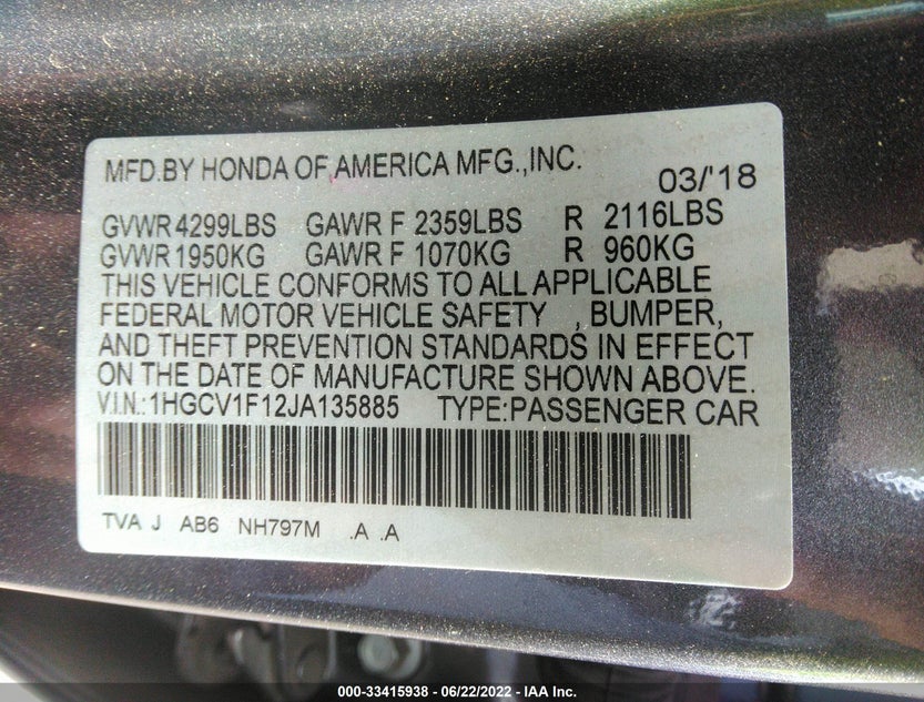1HGCV1F12JA135885