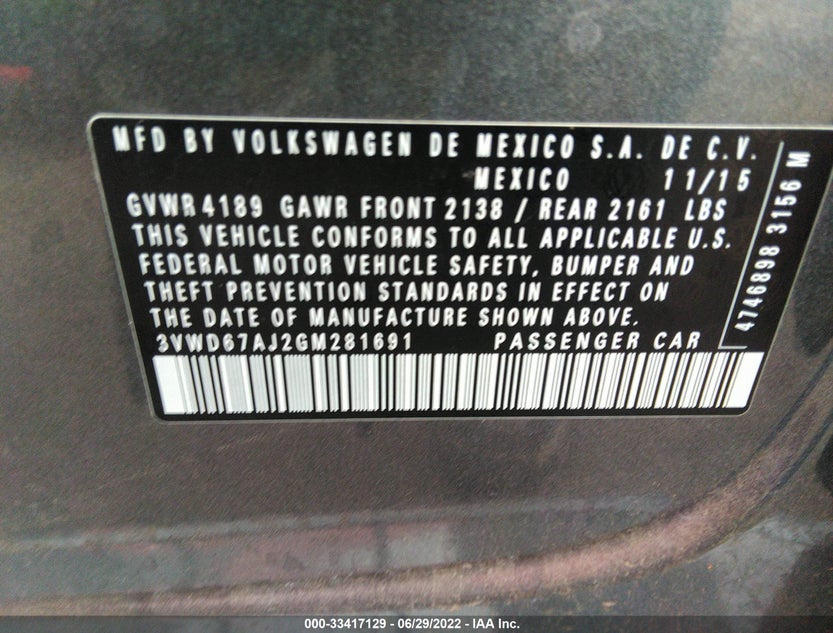 3VWD67AJ2GM281691