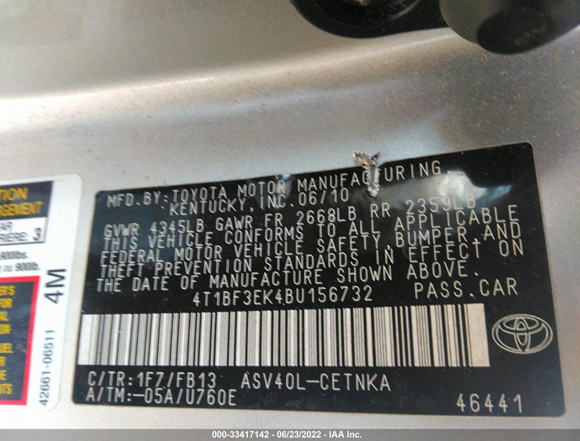 4T1BF3EK4BU156732