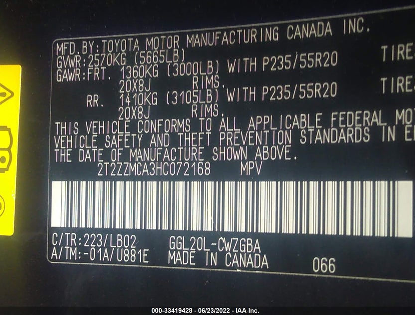 2T2ZZMCA3HC072168