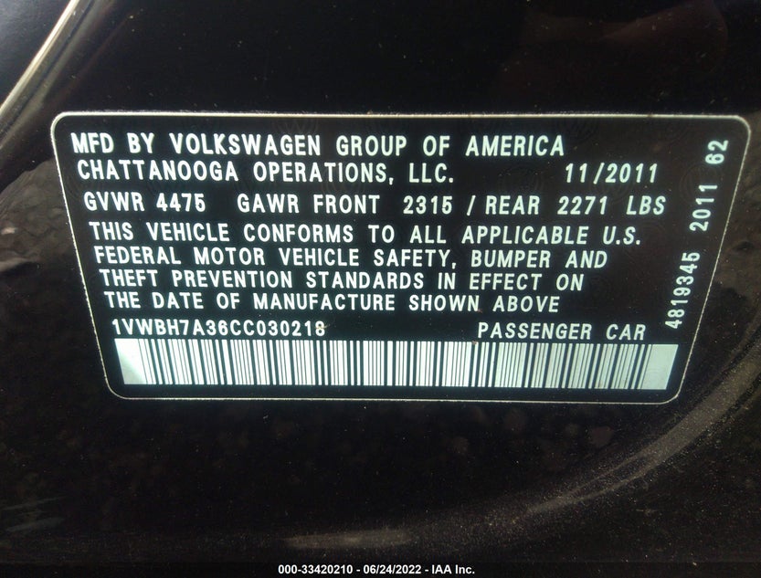1VWBH7A36CC030218
