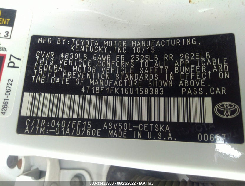 4T1BF1FK1GU158383