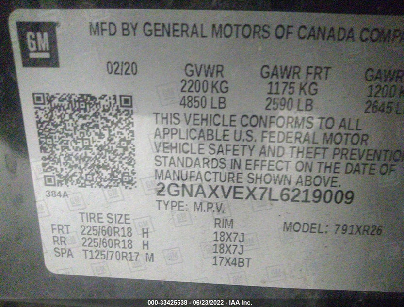 2GNAXVEX7L6219009