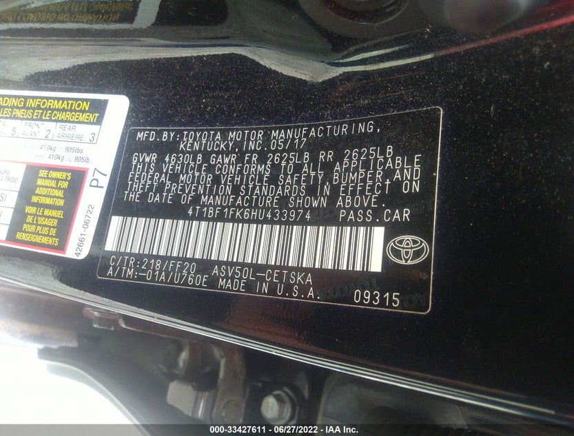 4T1BF1FK6HU433974