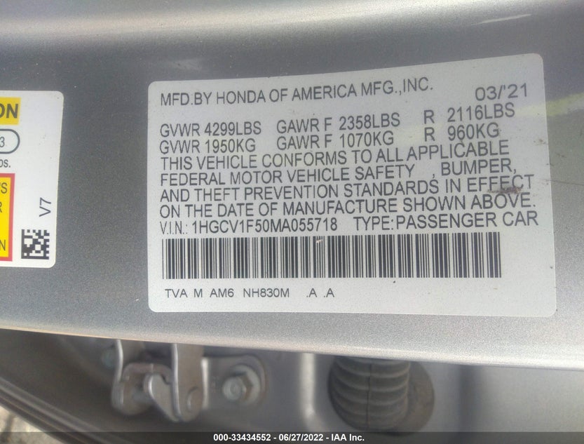 1HGCV1F50MA055718
