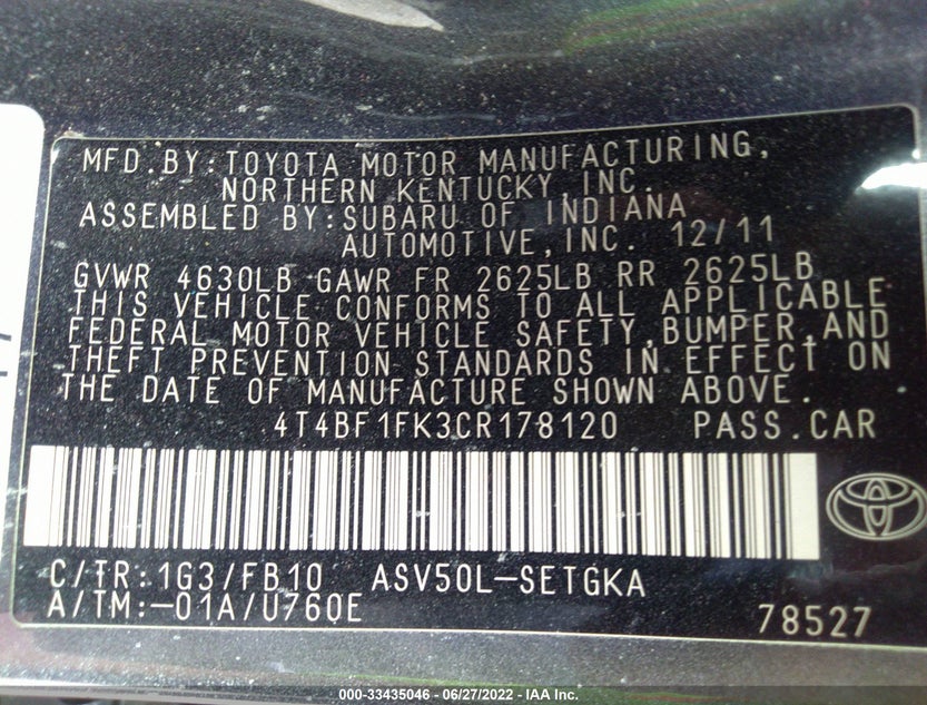 4T4BF1FK3CR178120