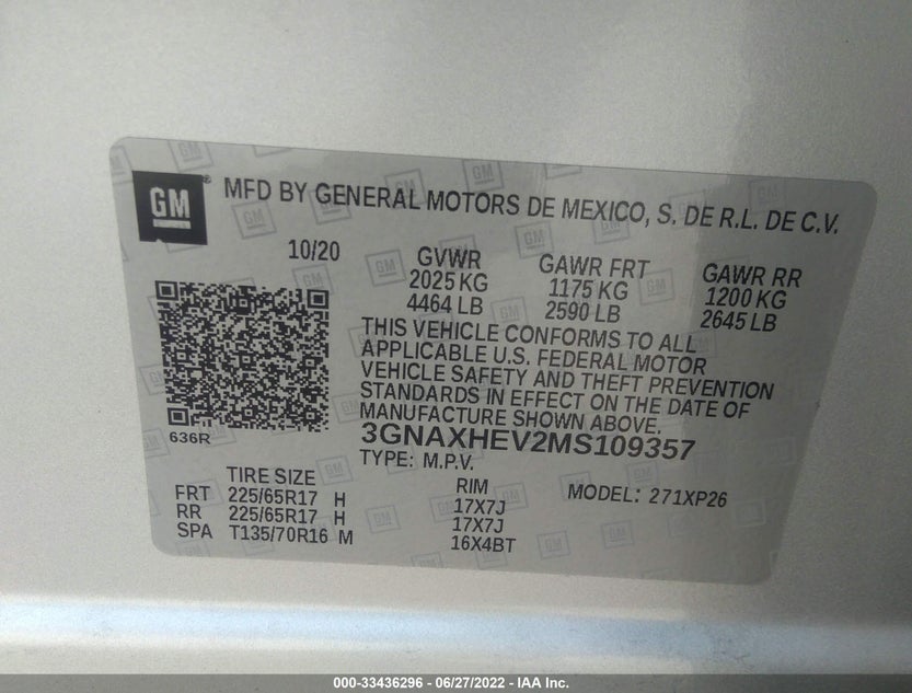 3GNAXHEV2MS109357