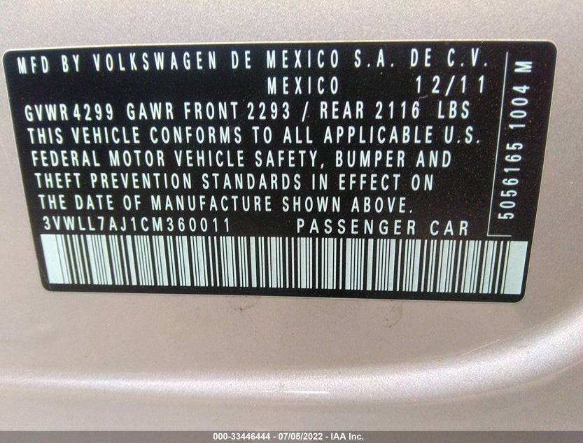 3VWLL7AJ1CM360011