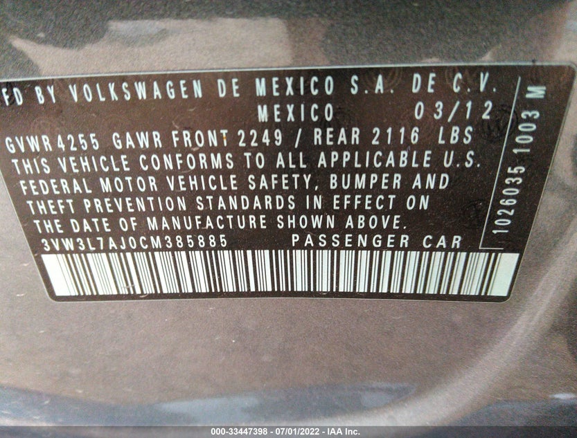3VW3L7AJ0CM385885