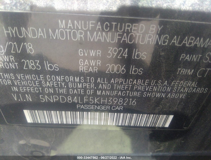 5NPD84LF5KH398216