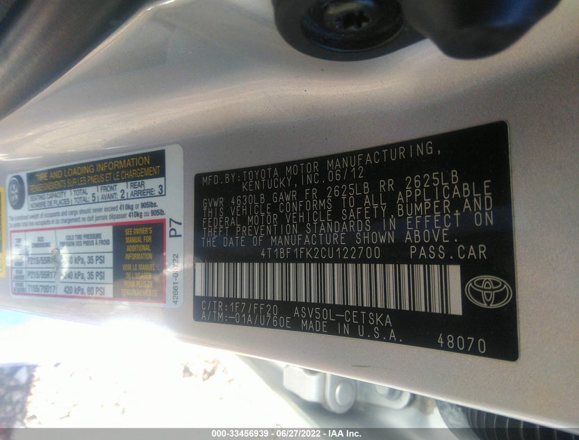 4T1BF1FK2CU122700