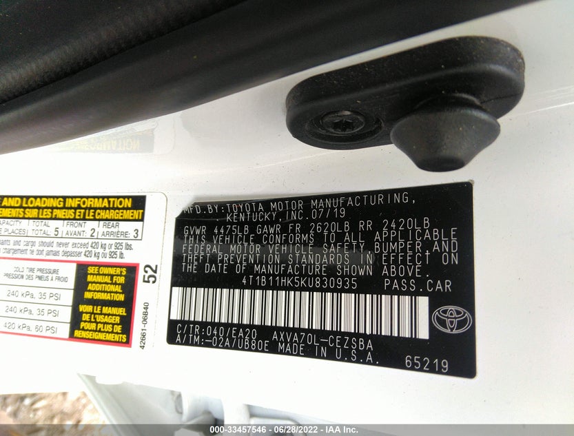 4T1B11HK5KU830935