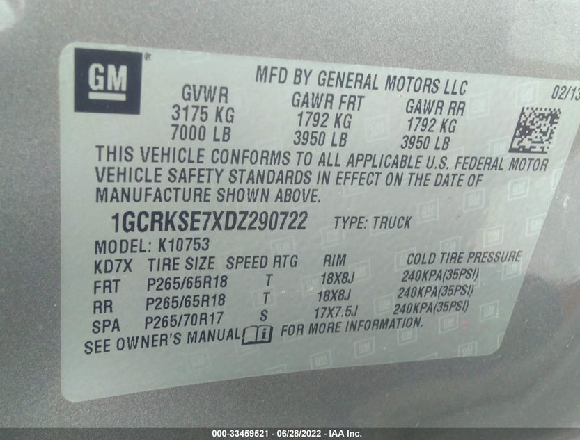 1GCRKSE7XDZ290722
