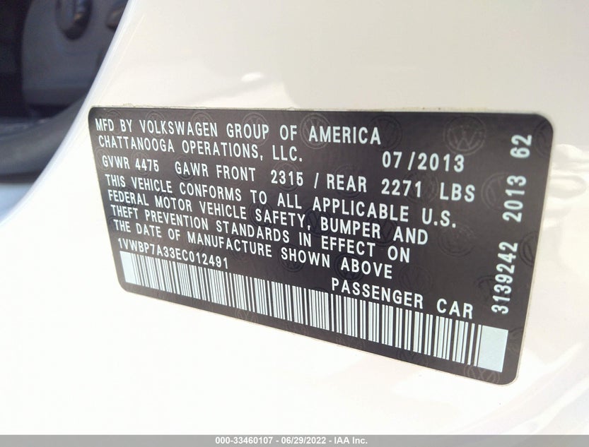 1VWBP7A33EC012491