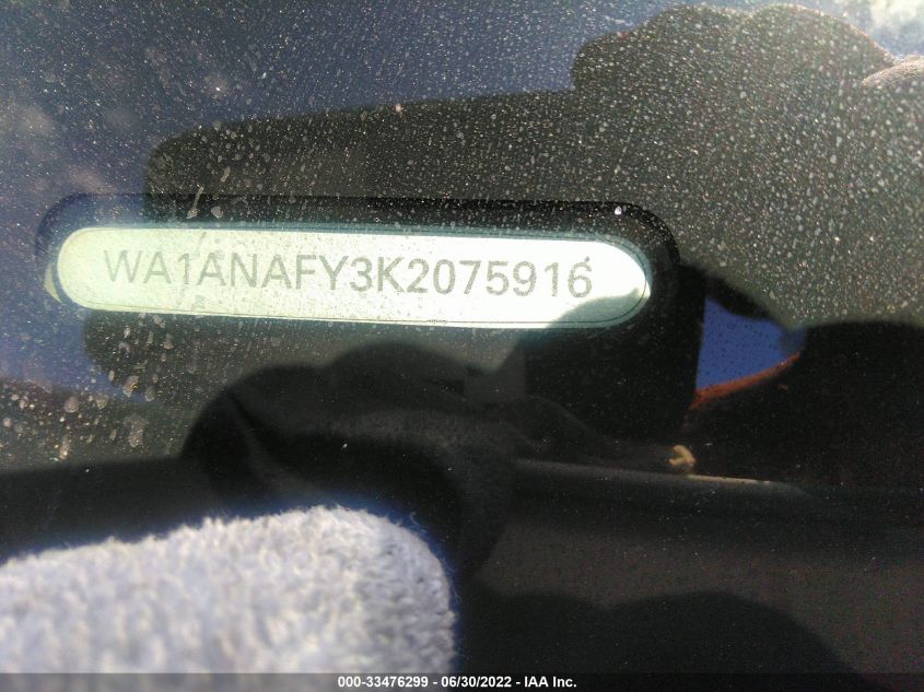 2019 Audi Q5 Premium VIN: WA1ANAFY3K2075916 Lot: 33476299