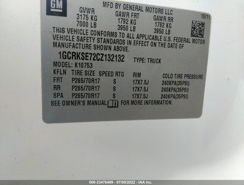 1GCRKSE72CZ132132