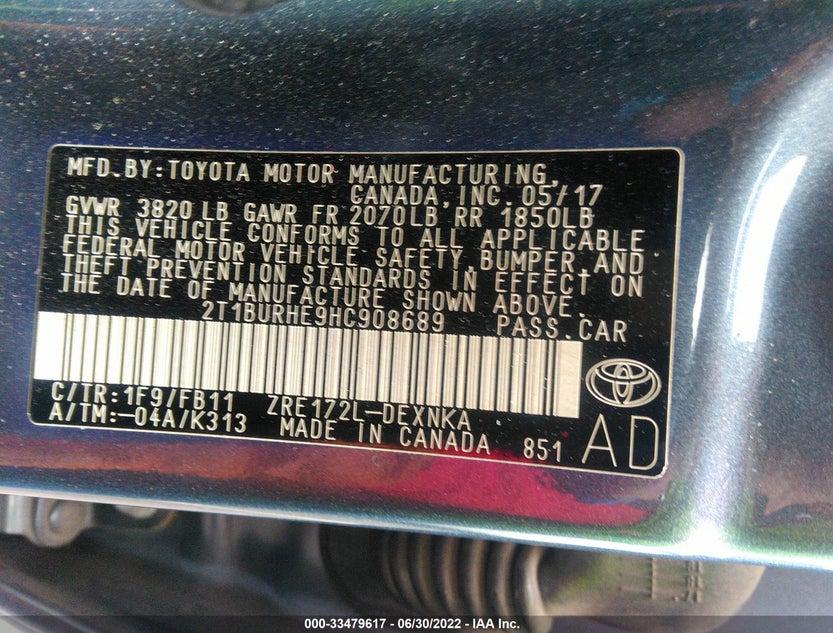 2T1BURHE9HC908689