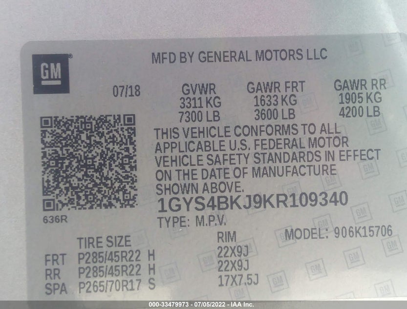 1GYS4BKJ9KR109340