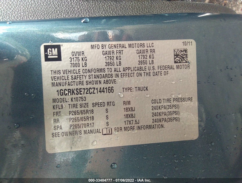 1GCRKSE72CZ144166