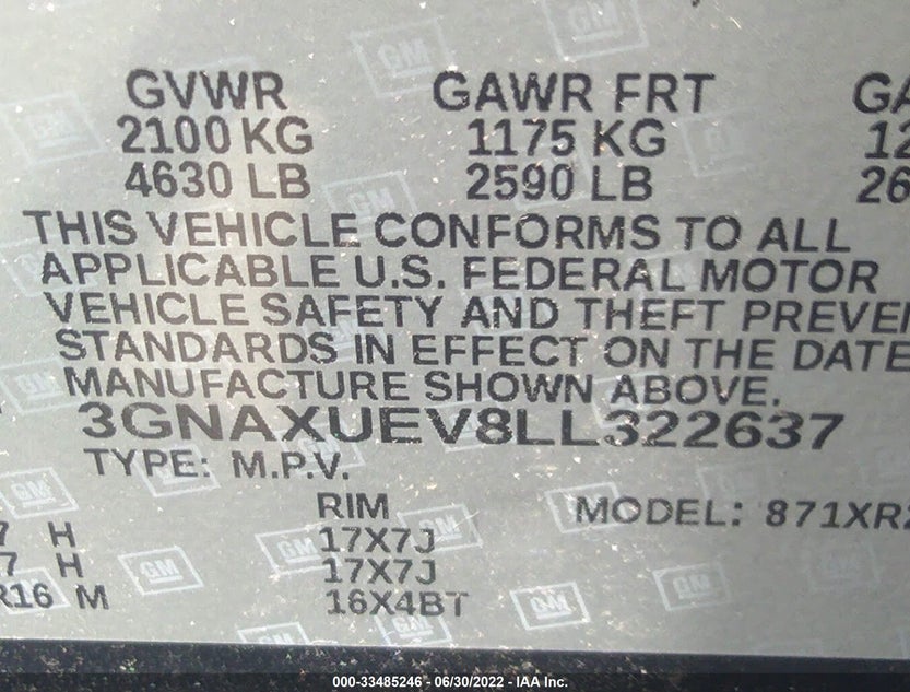 3GNAXUEV8LL322637