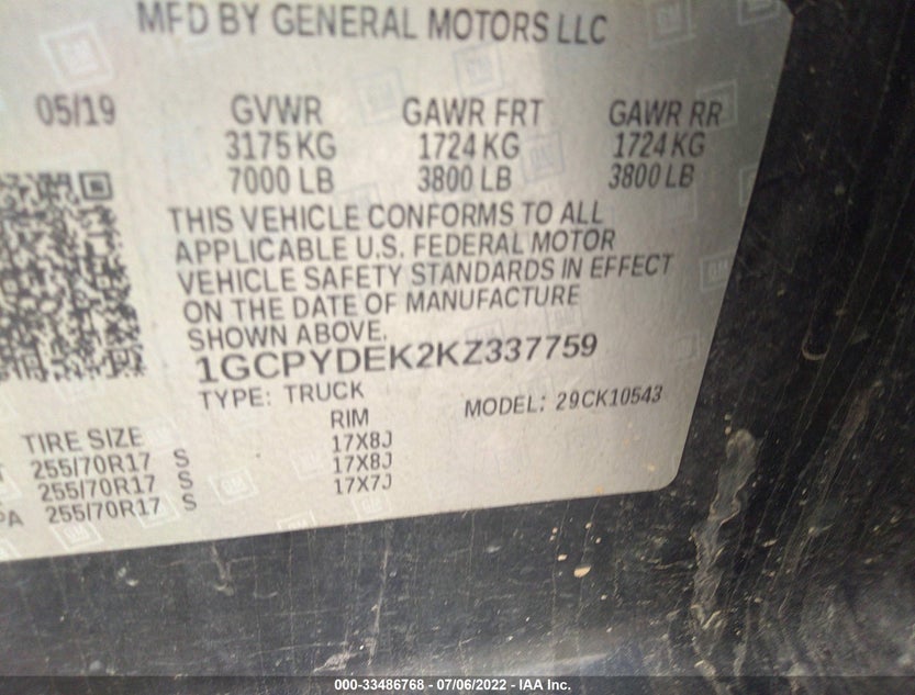1GCPYDEK2KZ337759