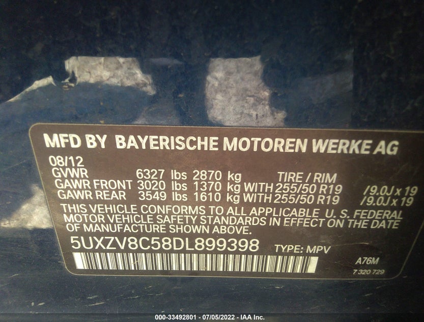 5UXZV8C58DL899398