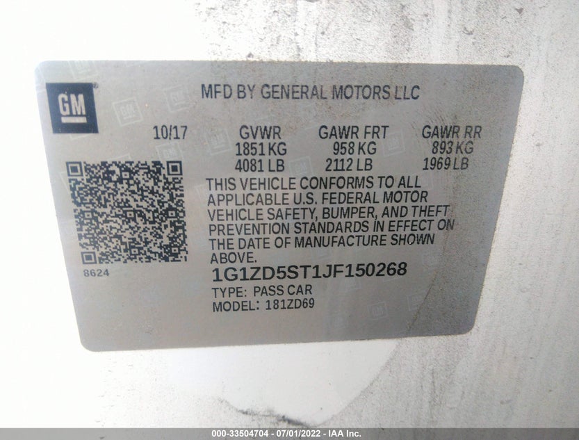 1G1ZD5ST1JF150268