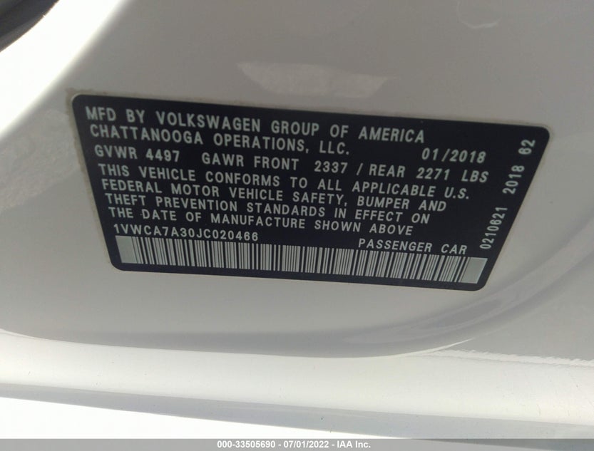 1VWCA7A30JC020466