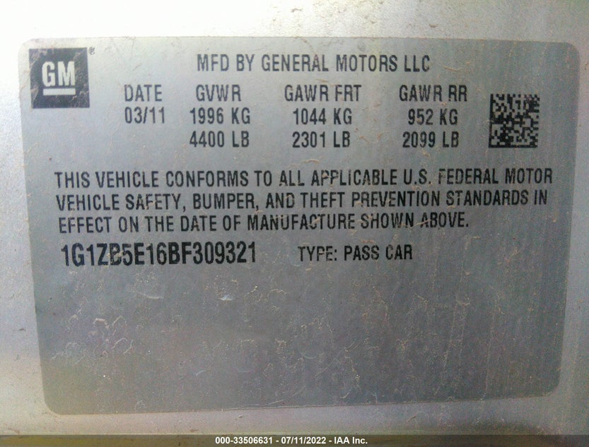 1G1ZB5E16BF309321