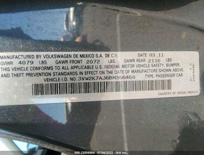 3VW2K7AJ6BM366450