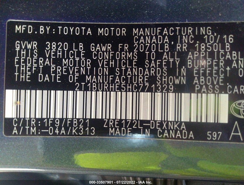 2T1BURHE5HC771329