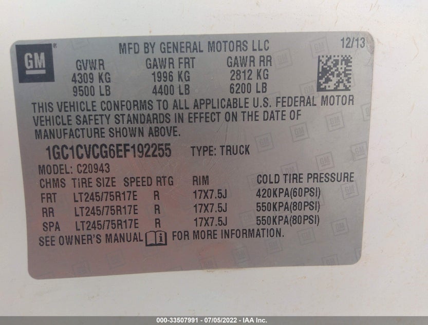 1GC1CVCG6EF192255