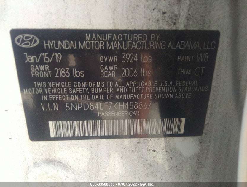 5NPD84LF7KH458867