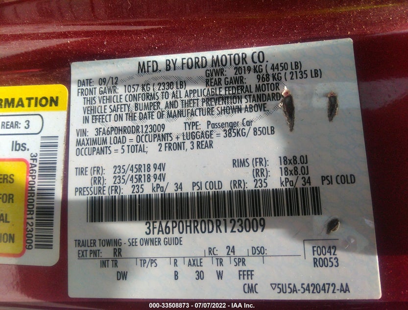 3FA6P0HR0DR123009