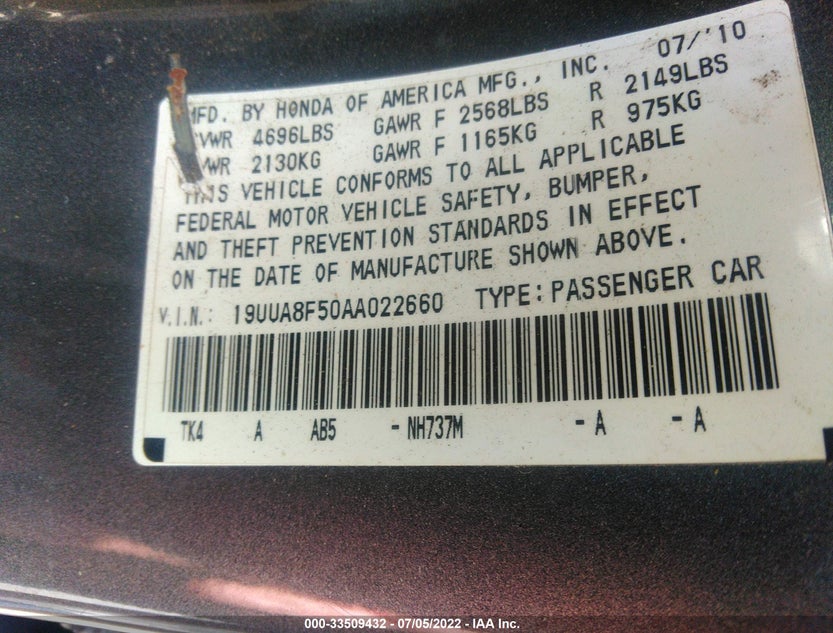19UUA8F50AA022660