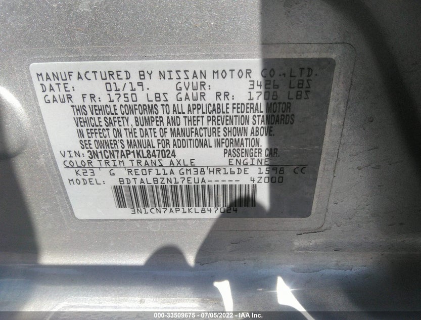 3N1CN7AP1KL847024