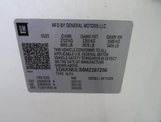 1GKKNULS6MZ167256