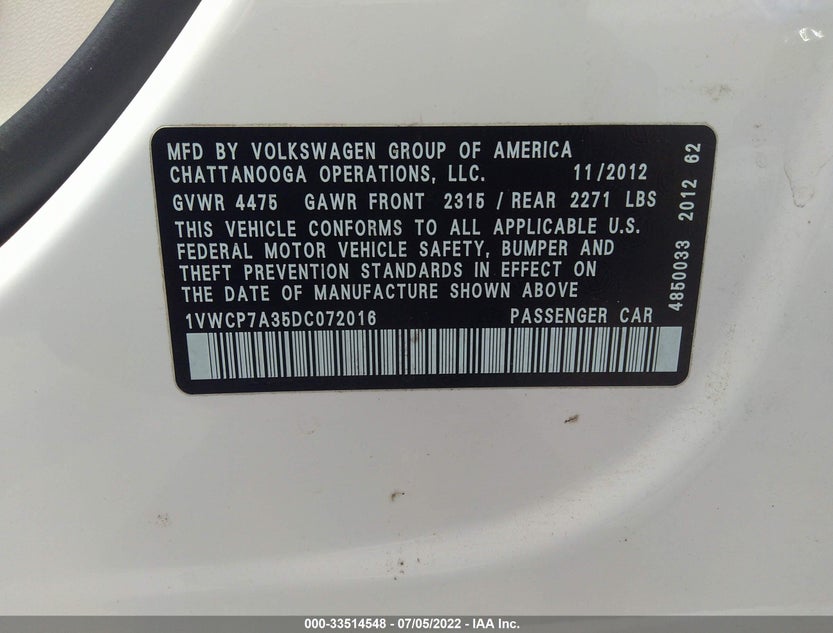 1VWCP7A35DC072016