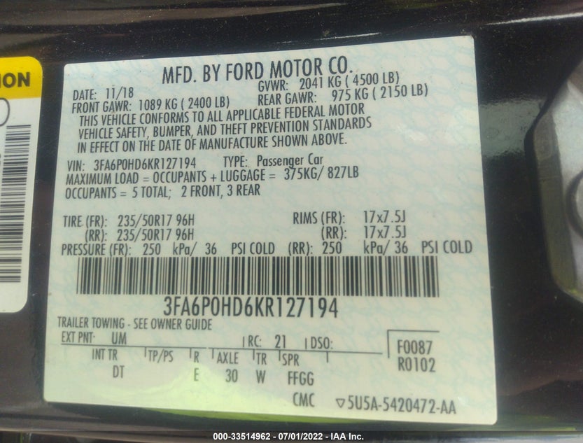 3FA6P0HD6KR127194