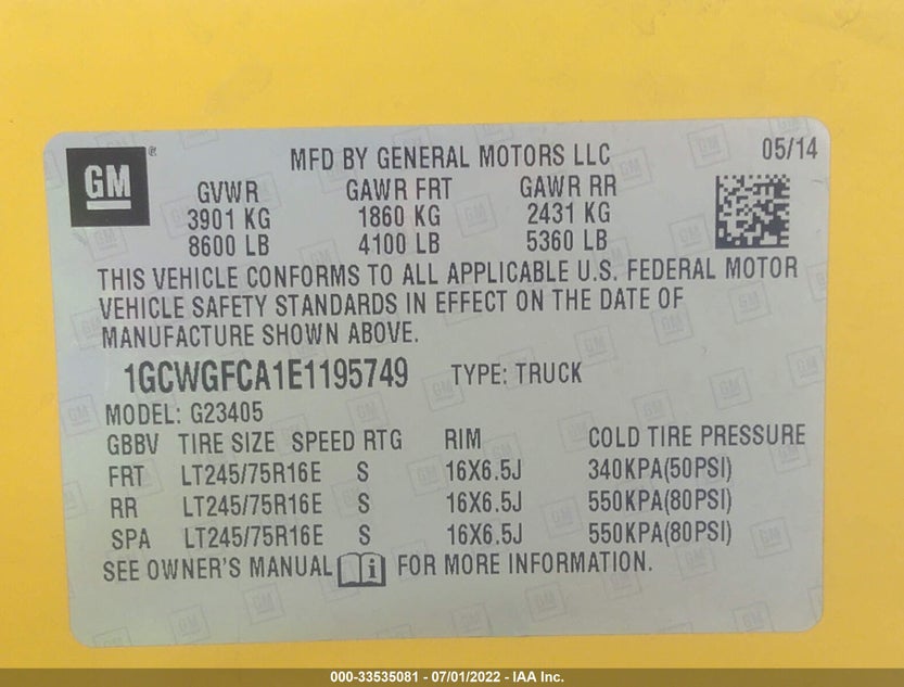 1GCWGFCA1E1195749